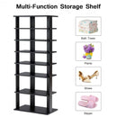7-Tier Dual Shoe Rack Free Standing Shelves Storage Shelves Concise-Black