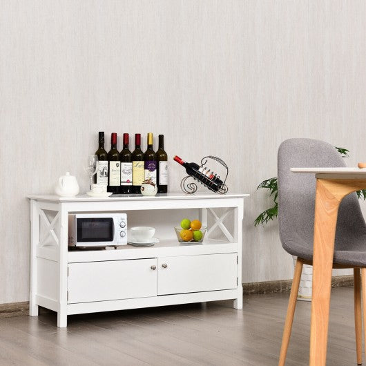 44" Wooden Storage Cabinet TV Stand-White