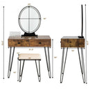 Industrial Makeup Dressing Table with 3 Lighting Modes-Tan