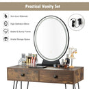 Industrial Makeup Dressing Table with 3 Lighting Modes-Tan