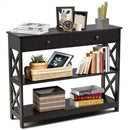 Console Table 3-Tier with Drawer and Storage Shelves-Espresso