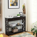 Console Table 3-Tier with Drawer and Storage Shelves-Espresso