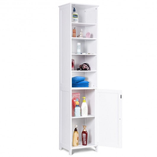 72" H Bathroom Free Standing Floor Storage Shelving Cabinet