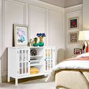 Wood TV Stand Console Cabinet for 50" TV-White