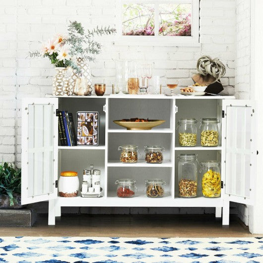 Wood TV Stand Console Cabinet for 50" TV-White
