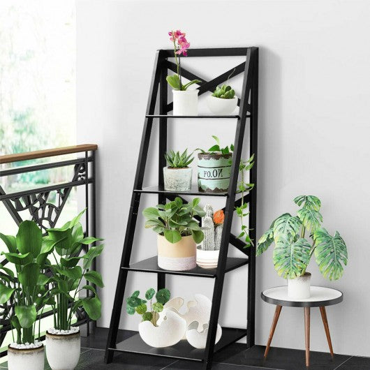 4-Tier Wood Display Storage Bookshelf-Black