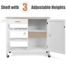 Kitchen Island Cart Rolling Serving Cart Wood Trolley-White