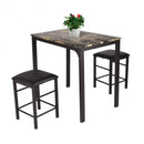 3 Piece Counter Height Dining Set Faux Marble Table