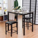 3 Piece Counter Height Dining Set Faux Marble Table
