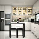 3 Piece Counter Height Dining Set Faux Marble Table-White