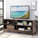 58" Modern Entertainment Media Center Wood TV Stand-Walnut
