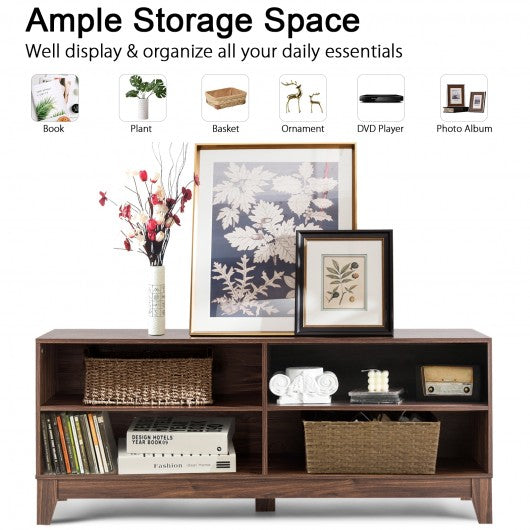 58" Modern Entertainment Media Center Wood TV Stand-Walnut