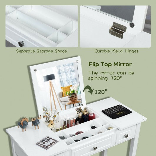 Vanity Dressing Table Set with Flip Top Mirror 3 Drawers