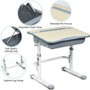 Kids Desk and Chair Set Children's Study Table Storage-Gray