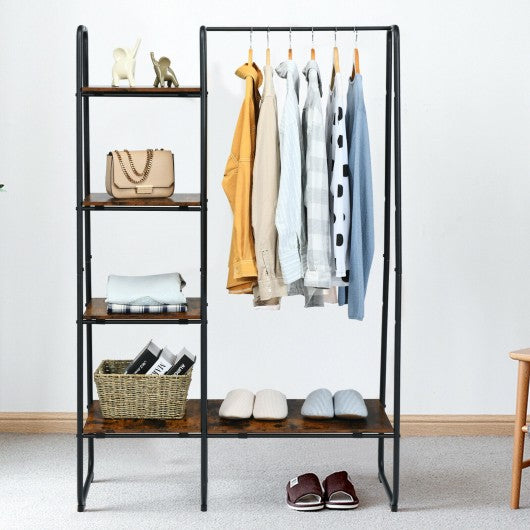Clothes Rack Free Standing Storage Tower with Metal Frame