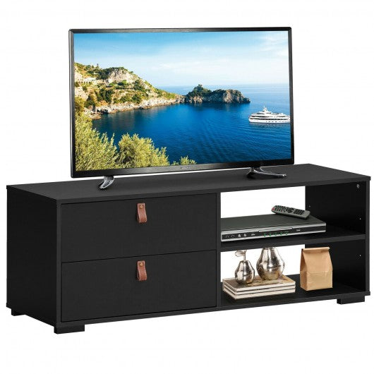 Entertainment Media TV Stand with Drawers-Black