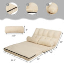 Foldable Floor 6-Position Adjustable Lounge Couch-Beige