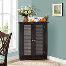 Bathroom Corner Storage Freestanding Floor Cabinet with Shutter Door-Brown