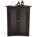 Bathroom Corner Storage Freestanding Floor Cabinet with Shutter Door-Brown