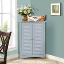 Bathroom Corner Storage Freestanding Floor Cabinet with Shutter Door-Gray