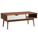 Coffee Cocktail Accent Table with Drawer and Storage Shelf-Coffee
