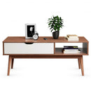 Coffee Cocktail Accent Table with Drawer and Storage Shelf-Coffee