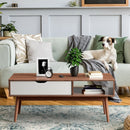 Coffee Cocktail Accent Table with Drawer and Storage Shelf-Coffee