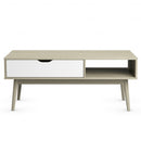 Coffee Cocktail Accent Table with Drawer and Storage Shelf-Gray