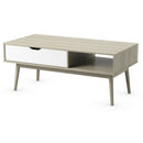 Coffee Cocktail Accent Table with Drawer and Storage Shelf-Gray