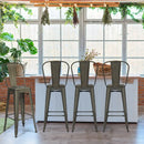 30" Height Set of 4 High Back Metal Industrial Bar Stools-Gun