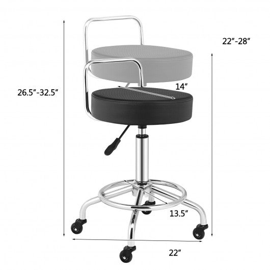 Pneumatic Work Stool Rolling Swivel Task Chair Spa Office Salon with Cushioned Seat-Black