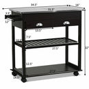 Stainless Steel Mobile Kitchen Trolley Cart With Drawers & Casters-Brown
