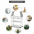 Stainless Steel Mobile Kitchen Trolley Cart With Drawers & Casters-White