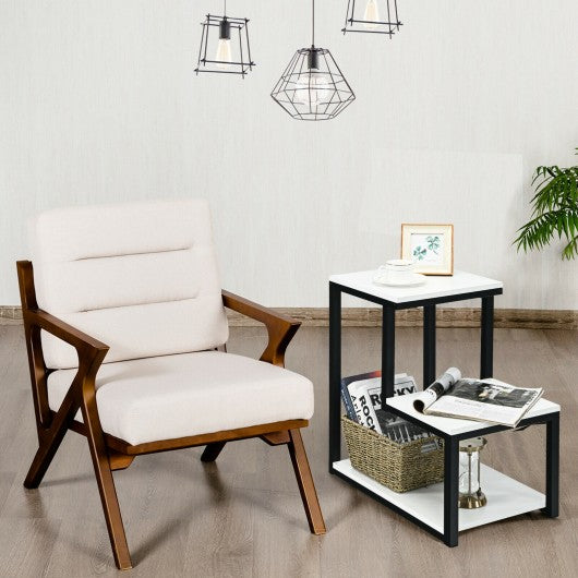 3-Tier Sofa Side Table Night Stand-White