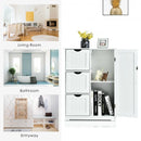 Bathroom Floor Cabinet Side Storage Cabinet with 3 Drawers and 1 Cupboard-White