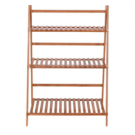 3 Tiers Outdoor Stand Bamboo Flower Pot Shelf