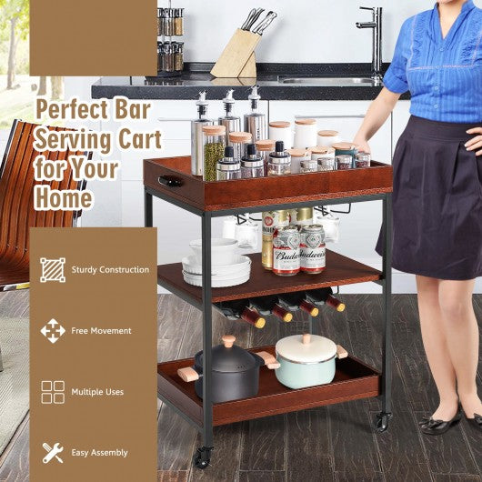 3 Tier Trolley Cart Kitchen Island Serving Bar Cart
