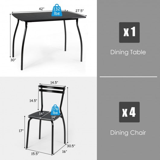 5 Pcs Dining Table Set with 4 Chairs