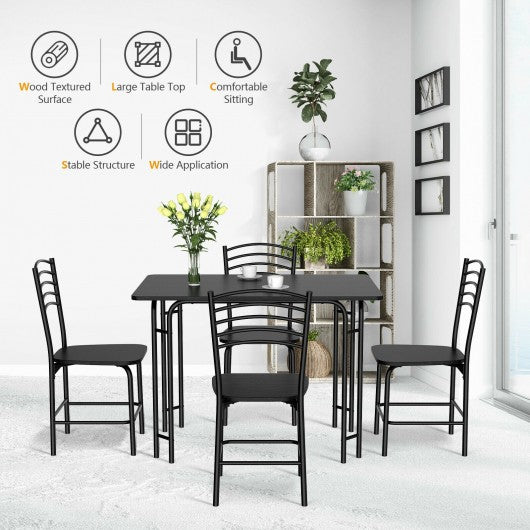 5 pcs Wood Rectangular Dining Table Set