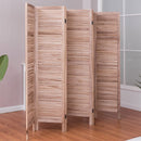 6 Panels Classic Venetian Wooden Slat Room Screen-Brown