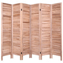 6 Panels Classic Venetian Wooden Slat Room Screen-Brown