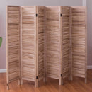 6 Panels Classic Venetian Wooden Slat Room Screen-Brown