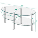 Tempered Glass Oval Side Coffee Table-Transparent