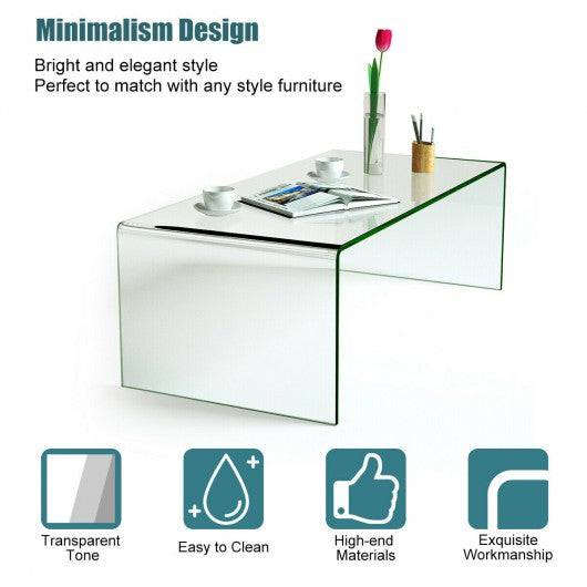 42.0" x 19.7" Clear Tempered Glass Coffee Table with Rounded Edges