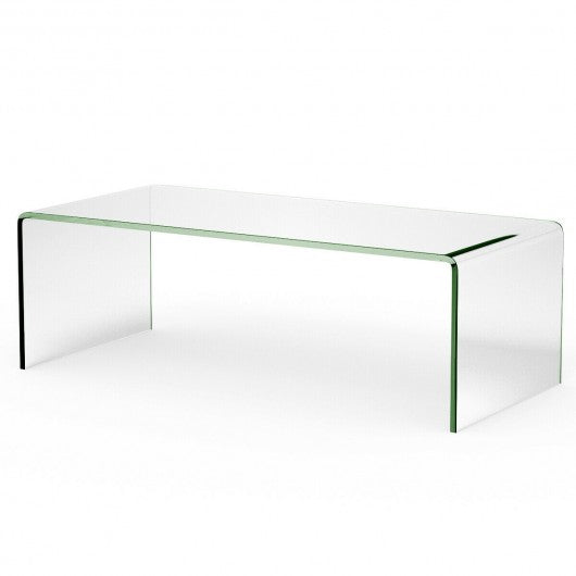 42.0" x 19.7" Clear Tempered Glass Coffee Table with Rounded Edges