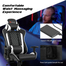 Massage Gaming Chair with Lumbar Support and Headrest-White