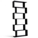 6-Tier S-Shaped Bookcase Z-Shelf Style Storage Bookshelf-Black