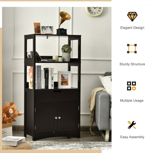 Bathroom Storage Cabinet with Drawer and Shelf Floor Cabinet-Espresso