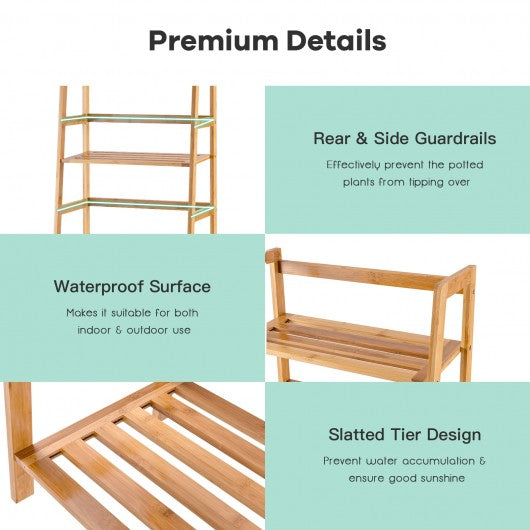Multifunctional 4 Shelf Bamboo Plant Flower Storage Stand Rack
