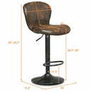 Set of 2 Adjustable Swivel Hot-stamping Bar Stools with Backrest